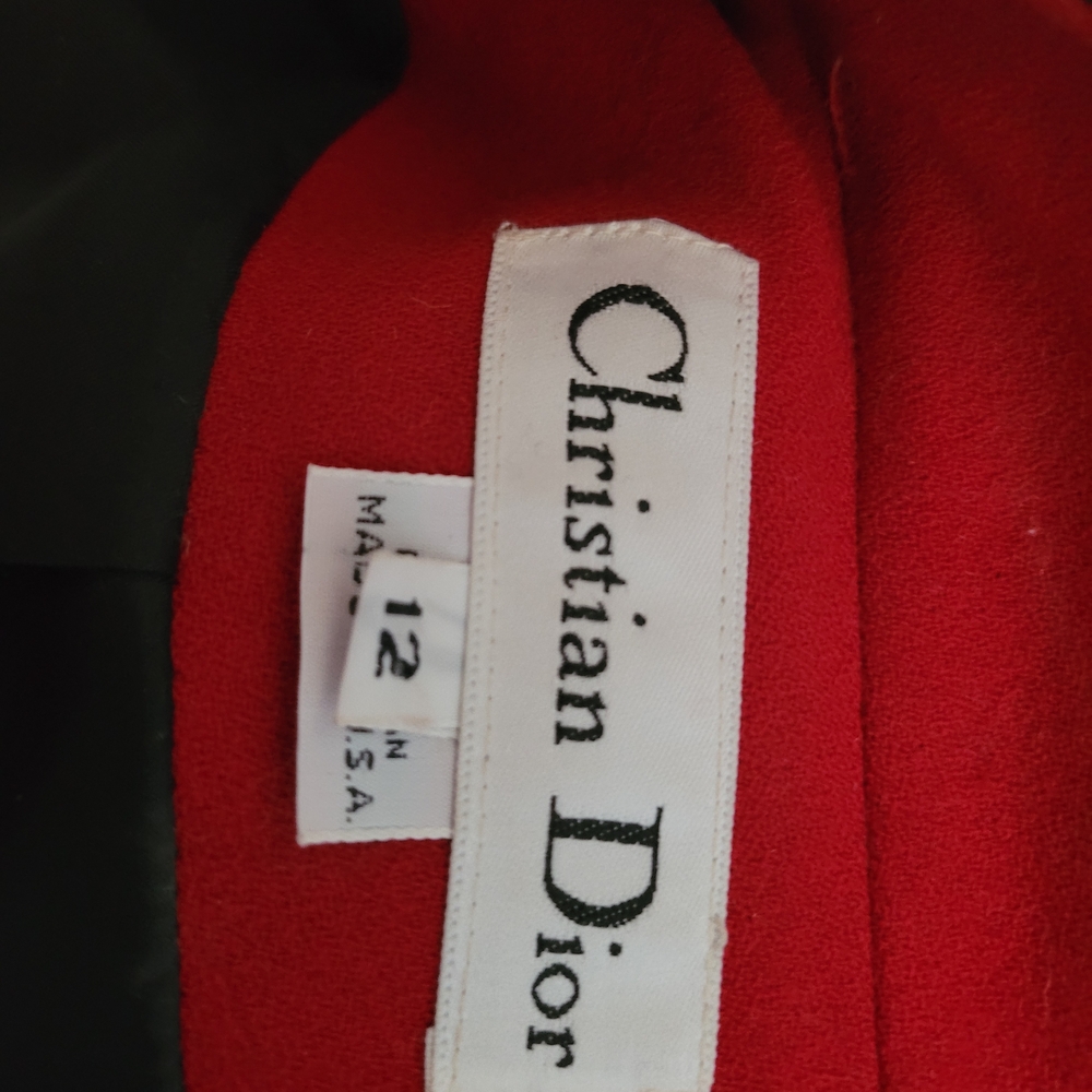 Vintage Black And Red Dior Skirt And Jacket Suit